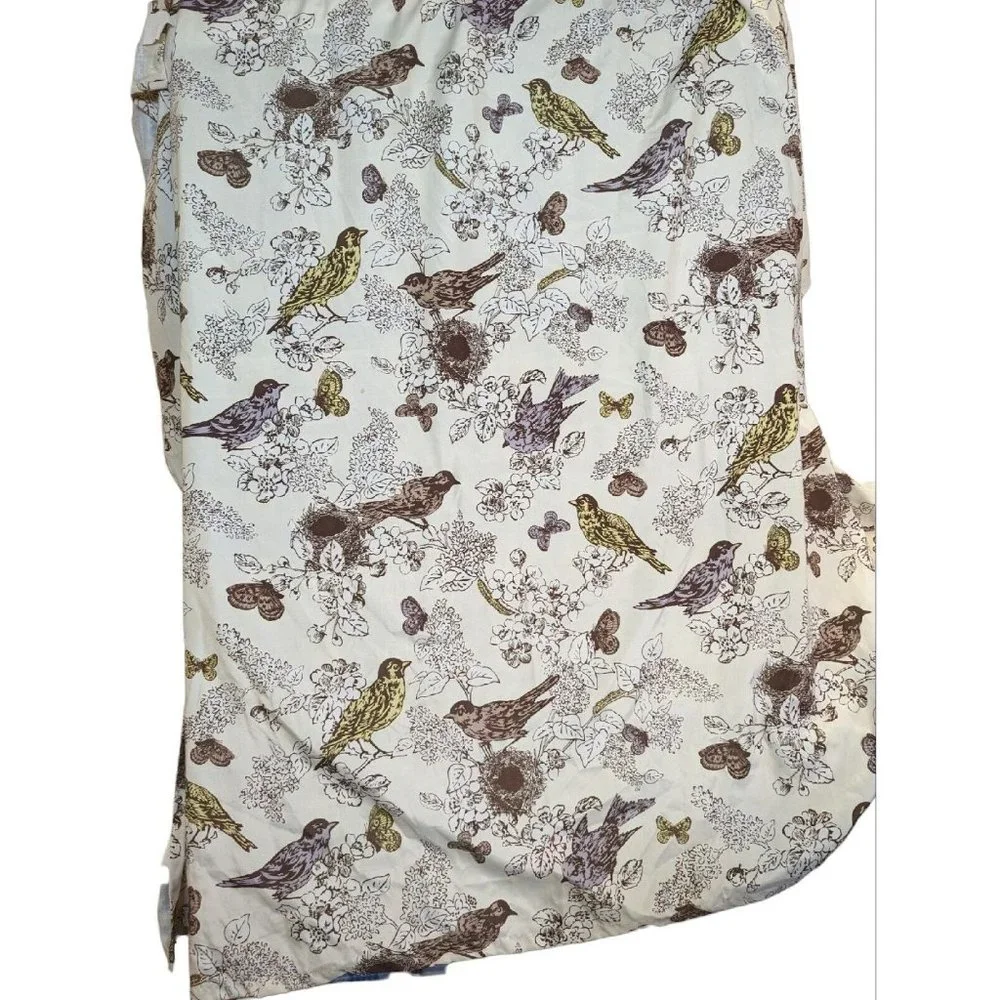 Fabric Shower Curtain Birds Beige Brown Yellow On Nest 72” x 72”